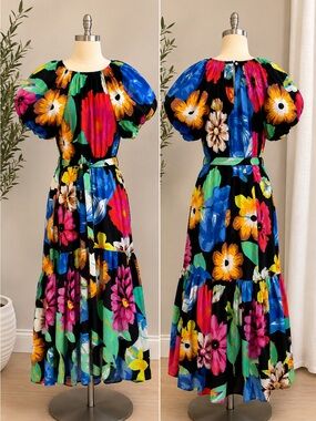 Christopher John Rogers x Target Floral Puff Sleeve Midi Dress NWT Size Medium